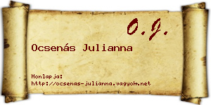Ocsenás Julianna névjegykártya